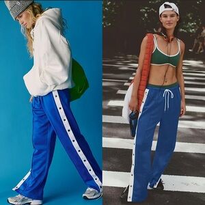NWT FREE PEOPLE FP Movement - Sport Tearaway Pant in stellar blue and white M